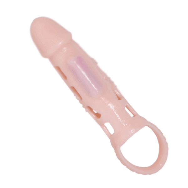 BAILE FUNDA EXTENSORA PENE CON VIBRACION Y STRAP NATURAL 13.5 CM - Image 3