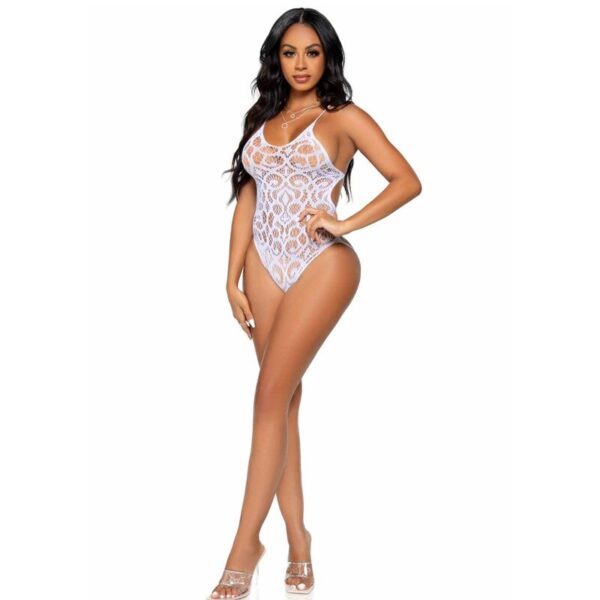 LEG AVENUE - SEAMLESS SCROLL LACE TEDDY - BRANCO - Image 2