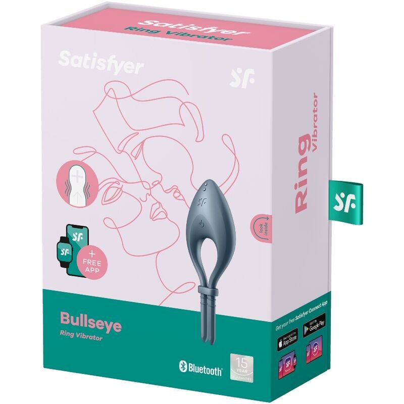 SATISFYER - APLICATIVO VIBRADOR DE ANEL BULLSEYE CINZA - Image 3