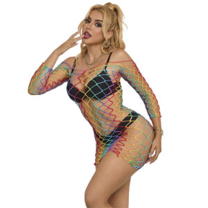 img_185276_5a6cfd4ac3a07a81c485b2b0745dfa3a_1 SUBBLIME - 952426 RAINBOW MANGA LONGA FISHNET BODYSTOCKING TAMANHO ÚNICO