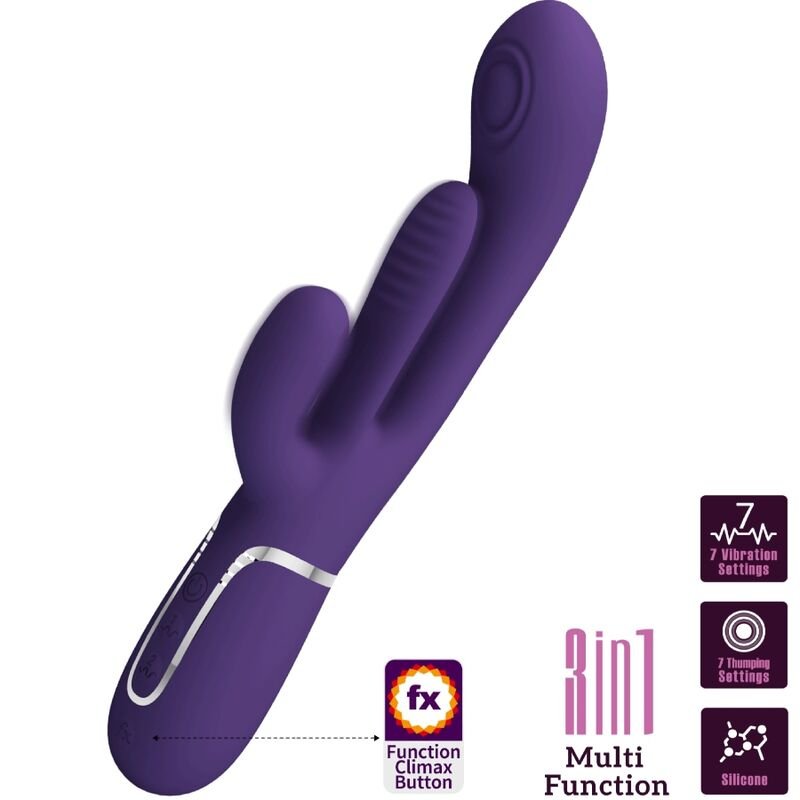 PRETTY LOVE - SHANIA TRIPLE RABBIT VIBRADOR MULTIFUNCIONAL ROXO - Image 2