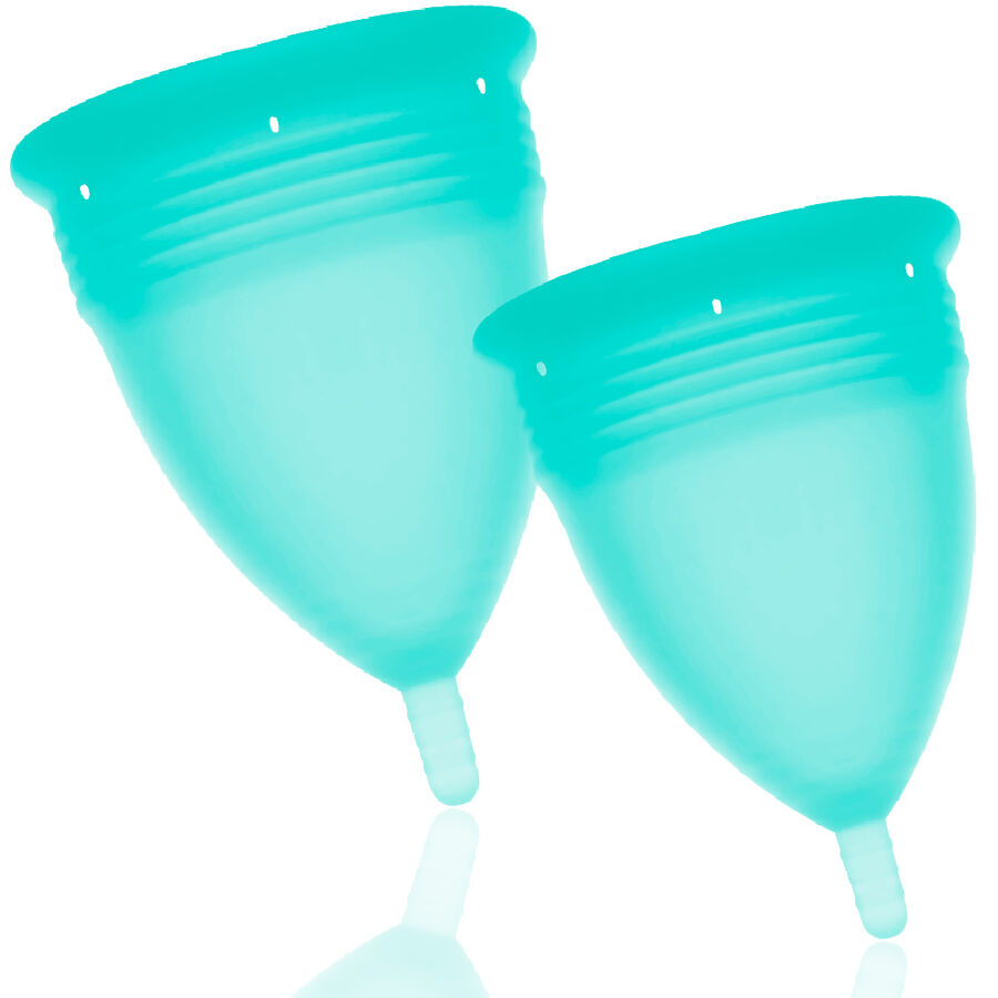 STERCUP - PACOTE DE COPO MENSTRUAL DE SILICONE FDA TAMANHO S + L AQUAMARINE - Image 2