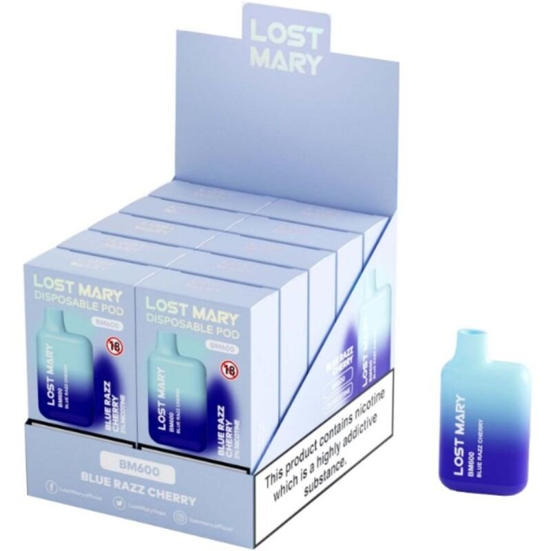 LOST MARY - BM600 NICOTINA VAPER 2% DESCARTÁVEL AZUL RAZZ CHERRY - Image 2