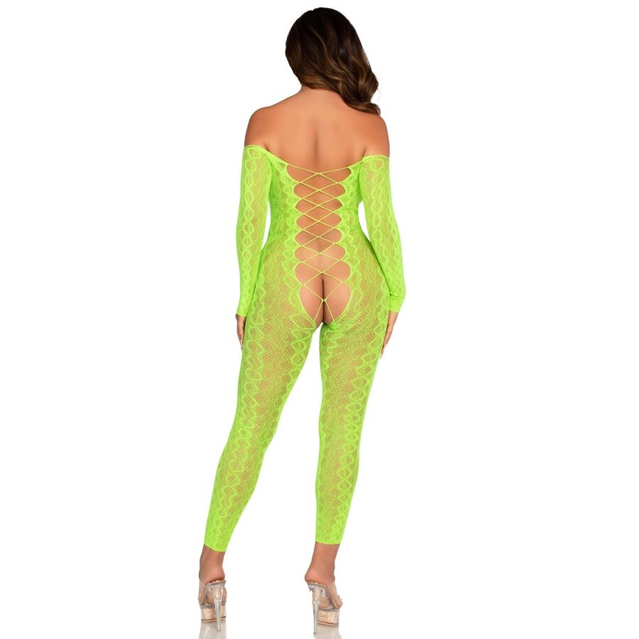 LEG AVENUE - BODYSTOCKING SEM BASE EXÓTICO RENDA DE COBRA VERDE NEON - Image 2