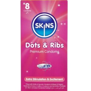SKINS - DOTS & RIBS PREMIUM PRESERVATIVOS PACOTE 8