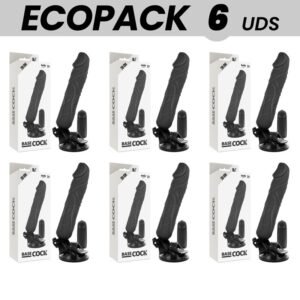 ECOPACK 6 UNIT - BASECOCK CONTROLE REMOTO VIBRADOR REALÍSTICO PRETO 20 CM -O- 4 CM