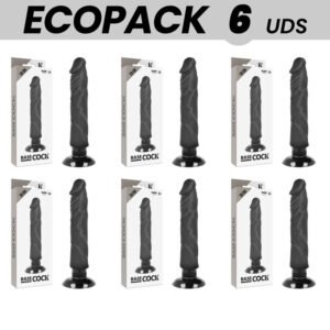 ECOPACK 6 UNIT - BASECOCK VIBRADOR REALÍSTICO BASECOCK 2-1 PRETO 20 CM -O- 4 CM