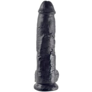 KING COCK - DILDO PRETO COM BOLAS 25.4 CM