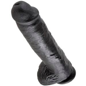 KING COCK - DILDO PRETO COM BOLAS 28 CM