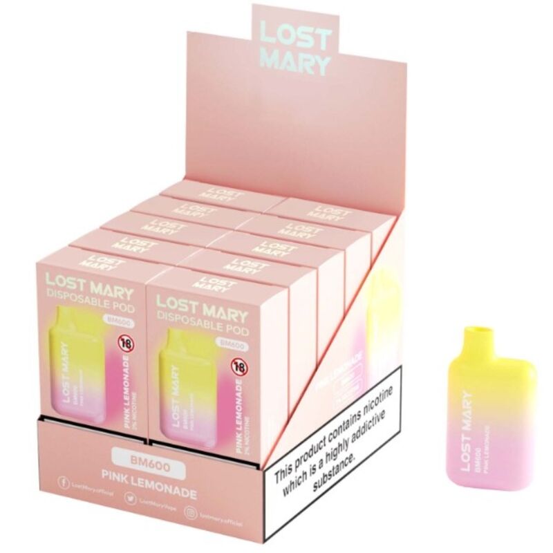 LOST MARY - BM600 NICOTINE VAPER 2% DESCARTÁVEL ROSA LIMONADA - Image 2