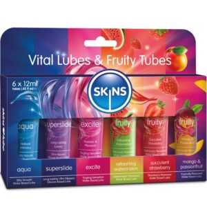 img_217168_58fed12ad03f1c50e5191d75a3d51af3_1 SKINS - KIT DE LUBRIFICANTES VITAL & FRUITY 6 x 12 ML