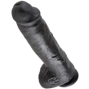KING COCK - DILDO PRETO COM BOLAS 28 CM
