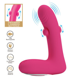 PRETTY LOVE - DUDEN VIBRADOR DE SILICONE RECARREGÁVEL COM 12 MODOS DE VIBRAÇÃO E 3 MODOS DE BALANÇO, ROSA.